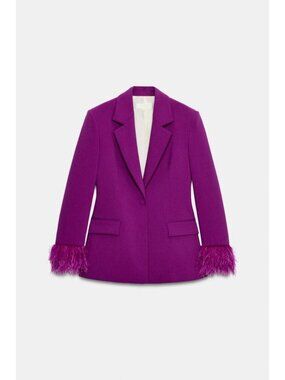 ZARA FEATHER CUFF SHOULDER PAD BLAZER